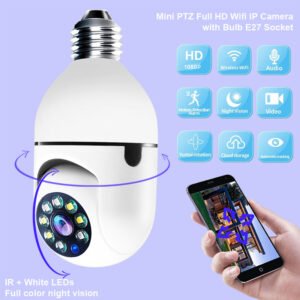 Câmera Wi-Fi 1080P tipo Lâmpada com Zoom 4X e Conexão E27