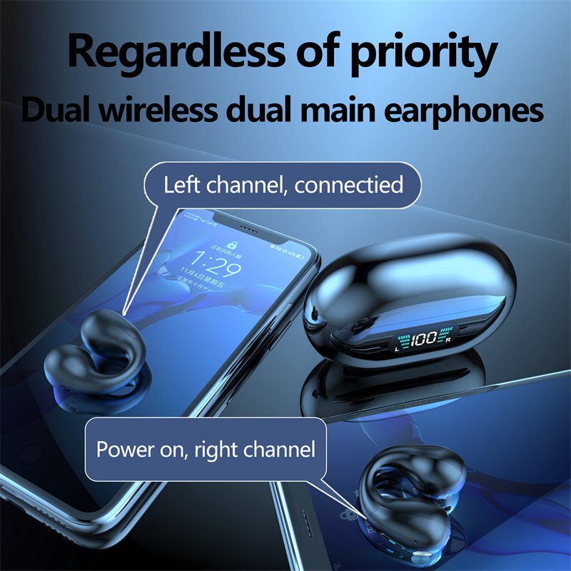 Fones de Ouvido TWS de Condução Óssea com Clipe de Orelha, Bluetooth 5.3, Controle por Toque, Sem Fio, - Imagem 9